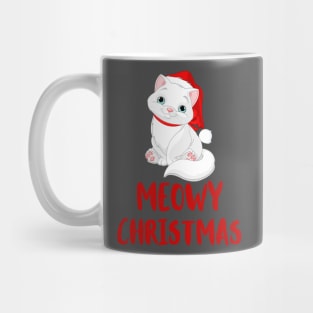 meowy christmas santa cat with bow cute Mug